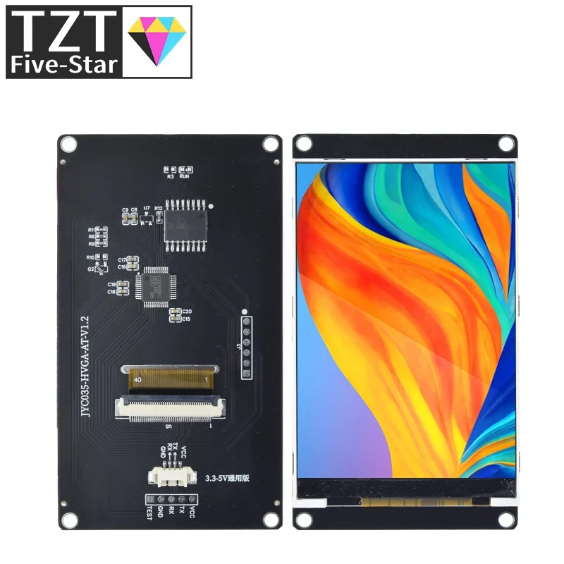 TZT 3 5-дюймовый TFT 320*480 Разрешение В-5 В UART MCU Флэш-память последовательной связи 64 МБ