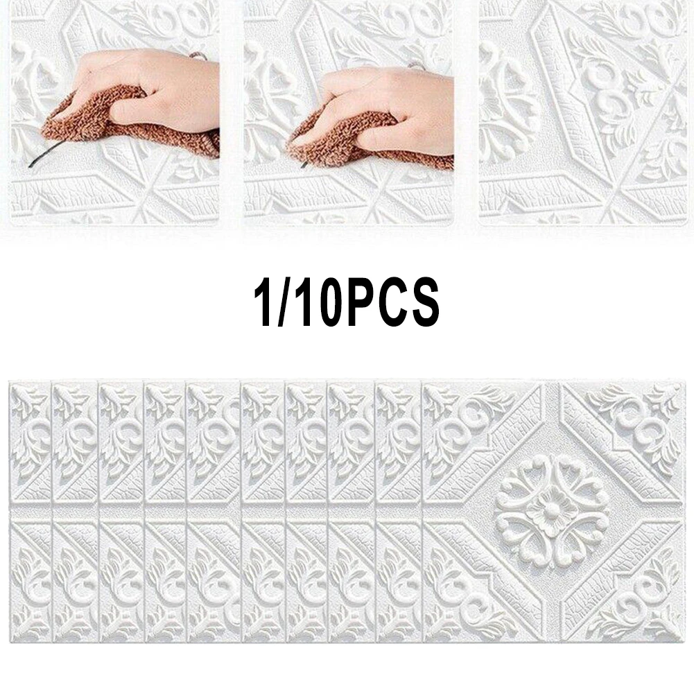 

35*35cm 3D Tile Brick Wall Sticker DIY Self Adhesive Waterproof Foam Panel Tv Background Wallpaper Roof Ceiling Room Stickers