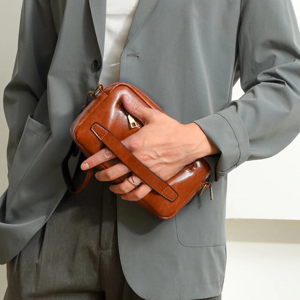 Ретро однотонная квадратная мини-мужская сумка из искусственной кожи сумки