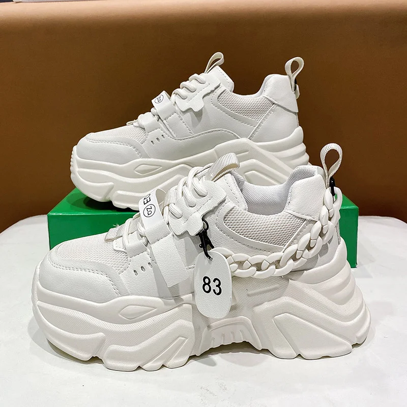 

Кроссовки женские на платформе, массивная Вулканизированная подошва, на шнуровке, повседневная обувь для папы, модные