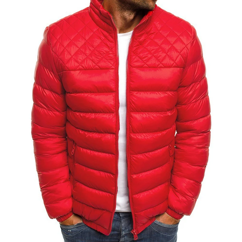 Men Windbreaker Winter Coat Padded Puffer Jacket Warm Up Clothes Casual Bomber Casual Zip Fashion Cotton Outwear Coat