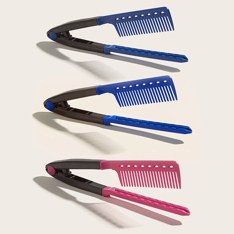 

Парикмахерские двойные щетки V-образная искусственная V-образная расческа женские профессиональные зажимы Инструменты для укладки