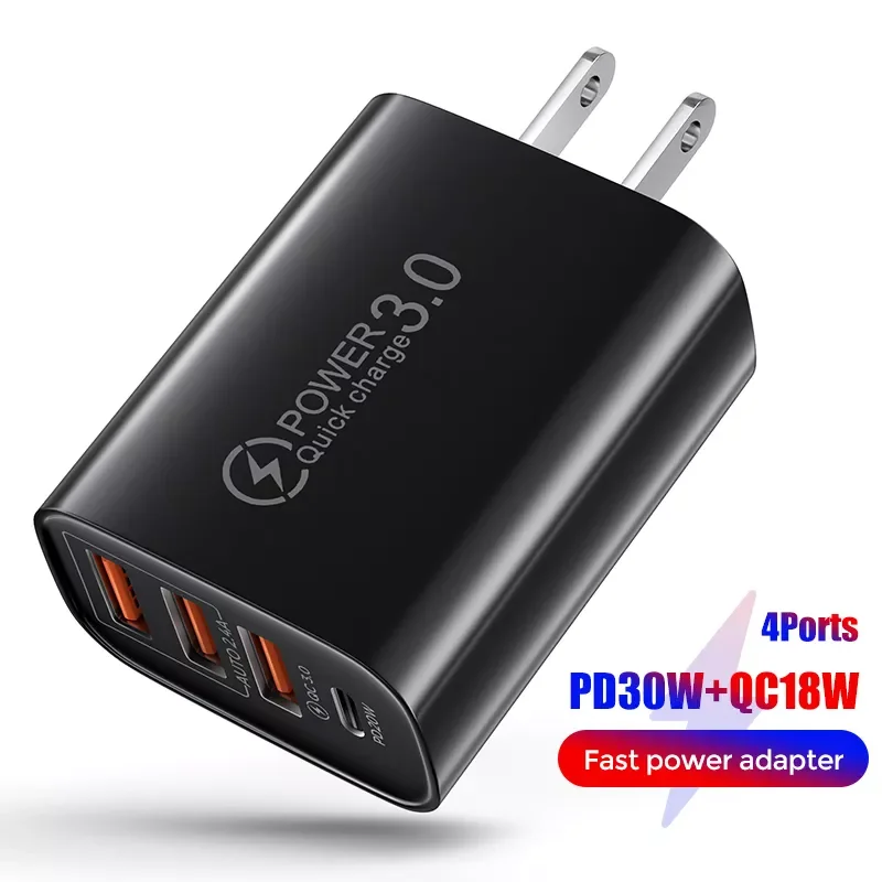 

GAN 33W PD QC 3.0 USB-C Fast Charging Mini Travel Wall Charger Quick Charge EU US Plug for iPhone13 12 11 Mobile Phone Adapter