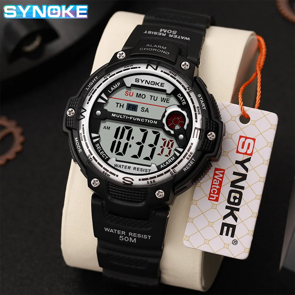 

SYNOKE Outdoor Sport Watch Men Alarm Clock 5Bar Waterproof Military Watches LED Display Digital Watch Reloj Hombre 2023