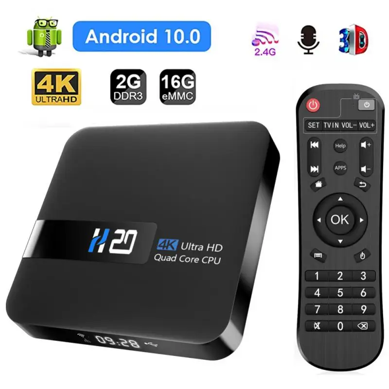 

HD 4K Android10.0 TV Box H20 RK3229 Set Top Box Android10 3D TV Box 2.4G 5G Wifi Digital TV Bluetooth-compatible Media Player