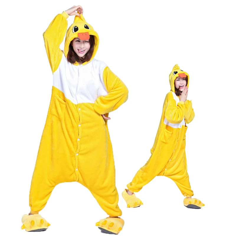 Onesie for Adults Women Cartoon Duck Lion Deer Seal Flannel Animal Pajamas Kigurumi Homewear Halloween Cosplay Party Costumes