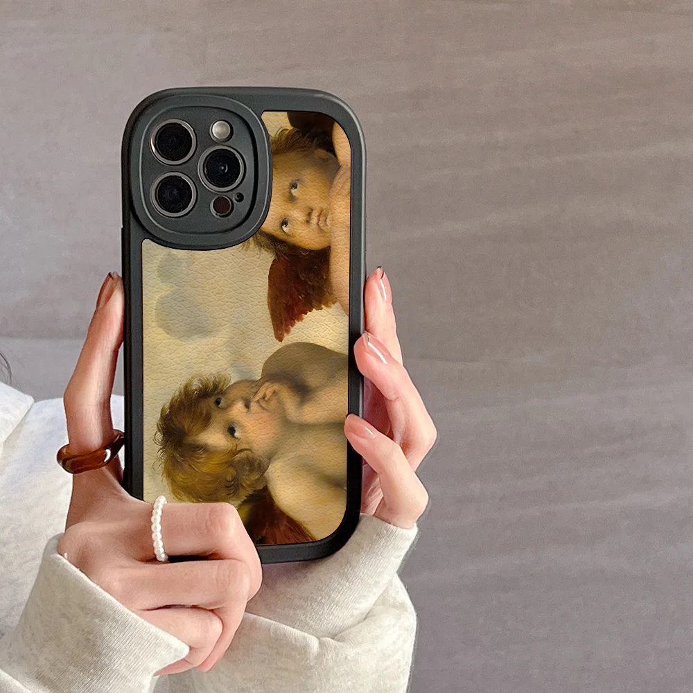 Рафаэль углы и Cherubs чехол для телефона IPhone 11 12 13 14 15 Plus Pro Max пу кожа силиконовый