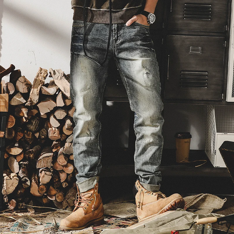 2022 New Men's Stretch Skinny  Cargo  Jeans  Fashion Casual  Harlan Cotton Denim Streetwear  Harajuku  Pants Male Trousers