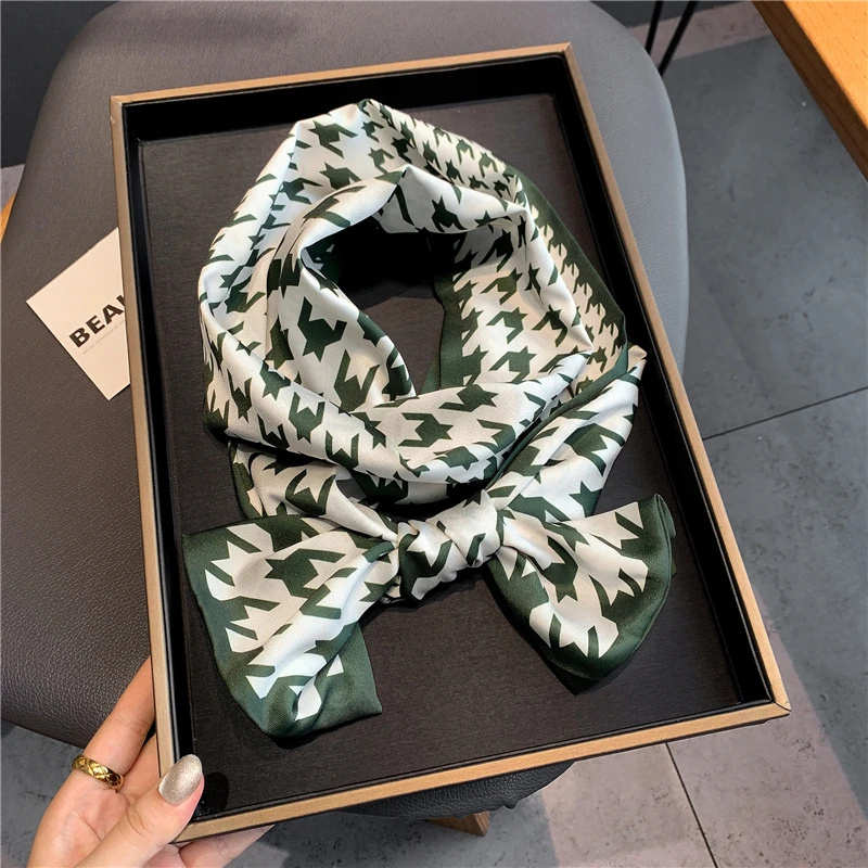 

Luxury Long Skinny Scarf Women Print Silk Neck Tie Hair Bands Ribbon Headband Bag Wrist Wrap Bandana Female Scarfs Foulard 2021