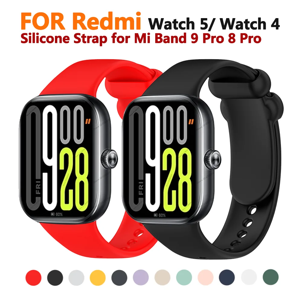 Фото Спортивный ремешок для часов Redmi Watch 5, сменный браслет для умных часов Xiaomi Mi Band 9 Pro 8 Pro, силиконовый ремешок, аксессуары №1