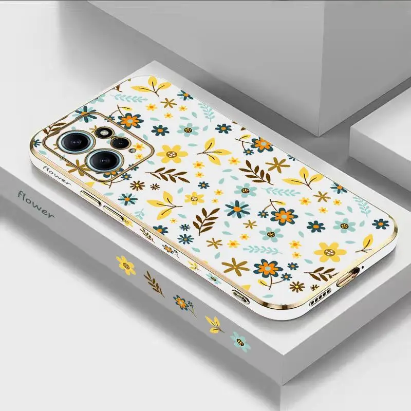 Clear Flower Luxury Plating Phone Case For Xiaomi Redmi Note 11 Pro Plus 12Pro Plus 11 11S 10 Pro 12 9S 8 Pro Cover