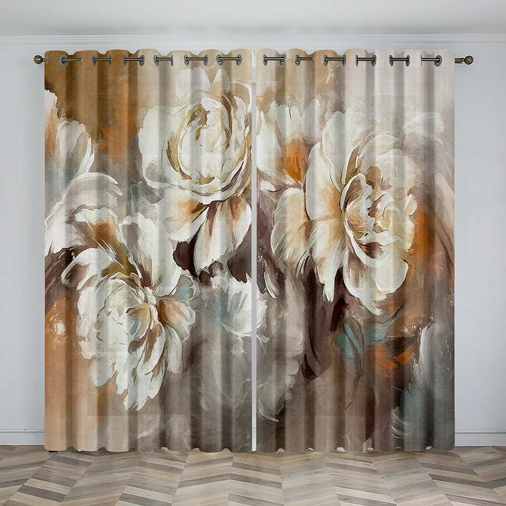 

Pink Peony Flower Print Sheer Window Panel Curtains Room for Living Room Bedroom Kitchen Room Cloth Thin Curtains