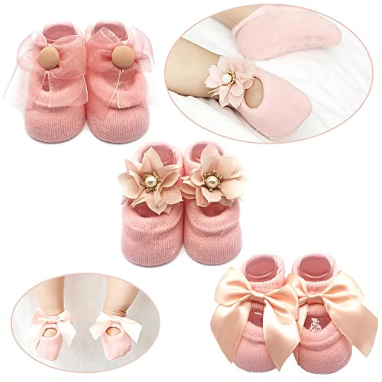 Baby Girls 3 Pack Dress Bow Socks Newborn 0-3Years Toddlers 