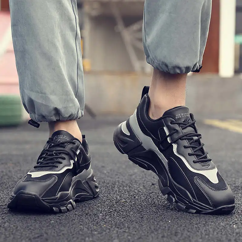 

Spring sneakers men Low top Comfortable men's casual tennis mesh Lace Up shoes for men autumn Flats Outdoor black sneakers 167B