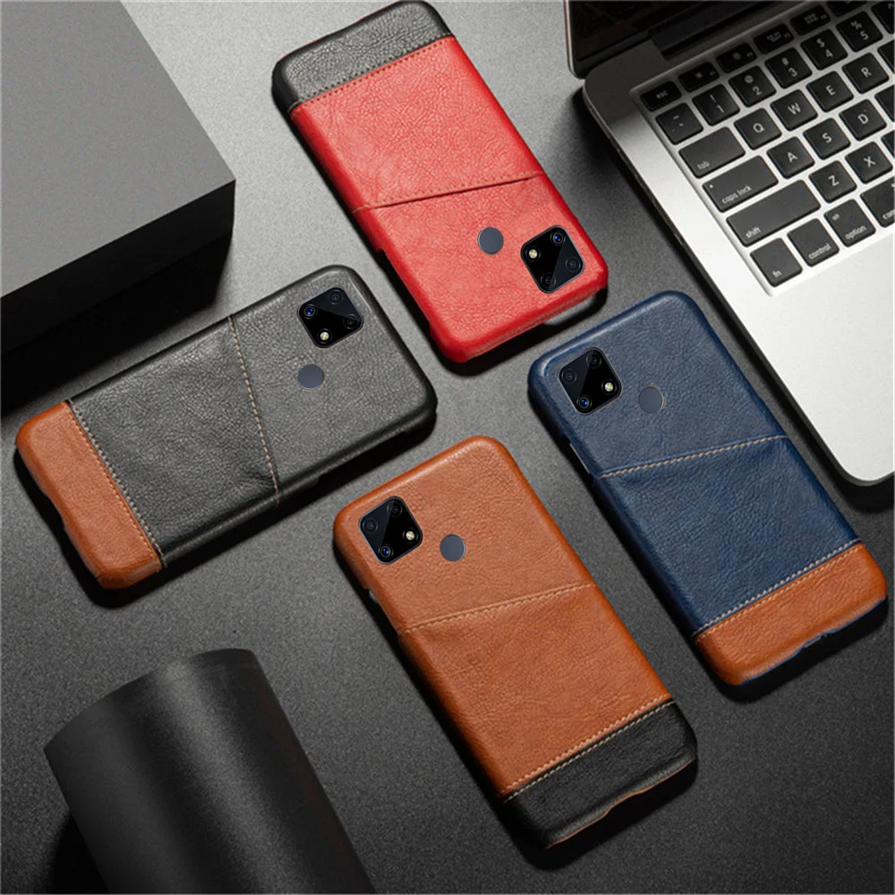 

For Realme C25S C 25S Fundas For Cover OPPO Realme C25S Case For Realme C25S Mixed Splice PU Leather Credit Card Holder Cover