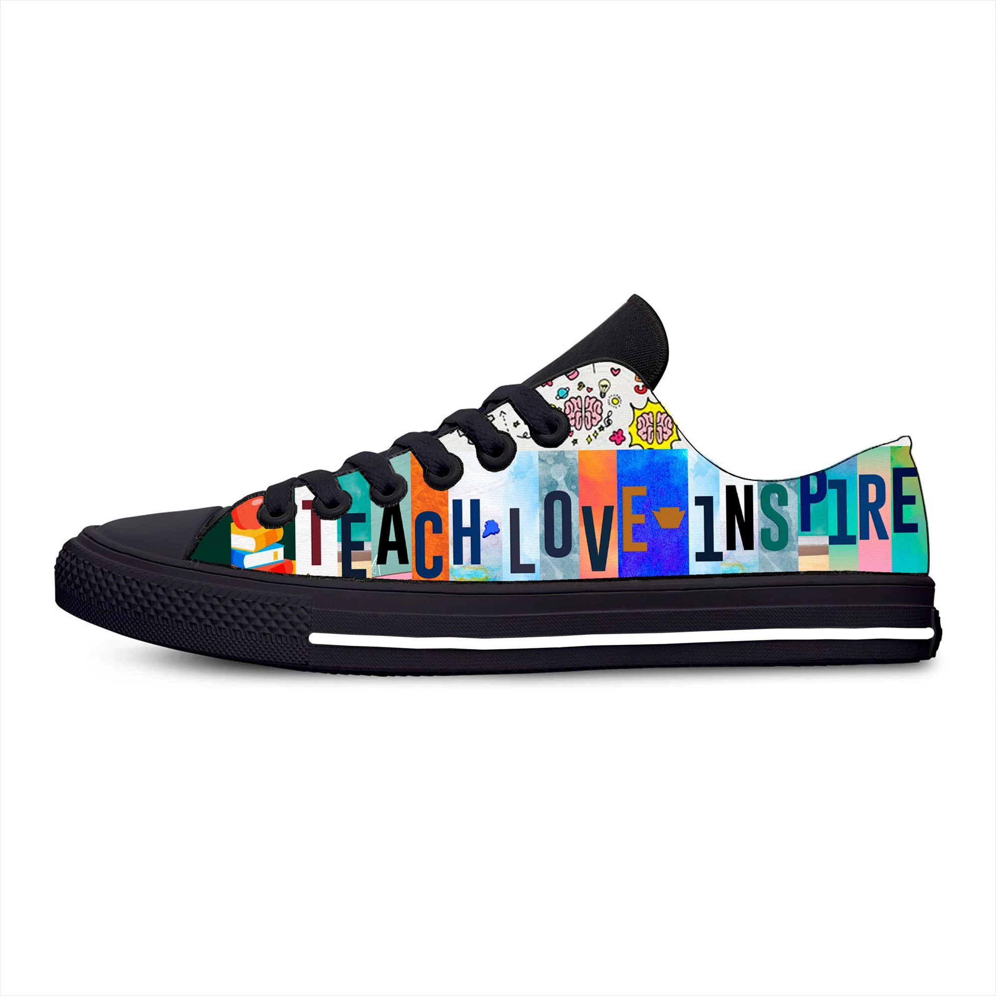 

Teach Love Inspire Low Top Sneakers Mens Womens Teenager Casual Shoes Canvas Running Shoes 3D Print Breathable Lightweight shoe