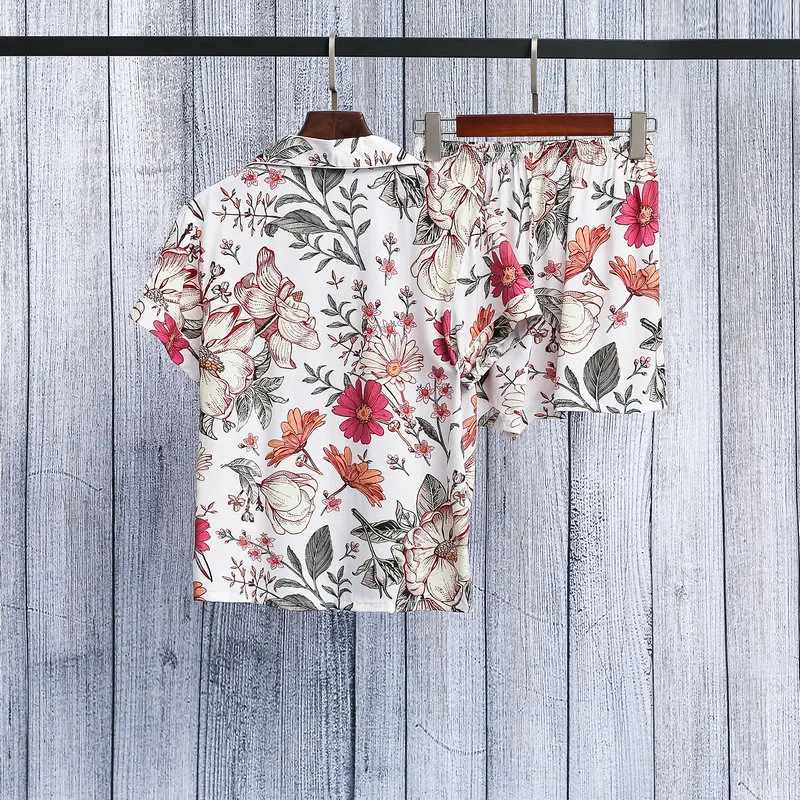 Cotton floral Pajamas Set for Women  Pajamas Sets  Short Sleeve Pj Set Summer Lounge homewear floral Hot pants short sleeve