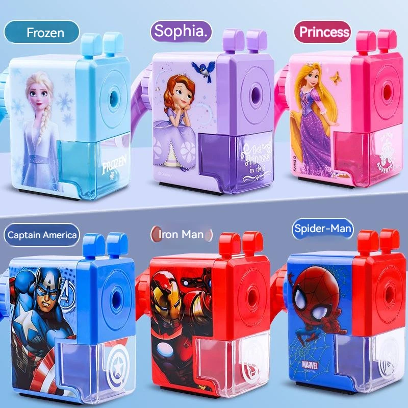 Sharpener Frozen Elsa Spiderman Iron Man Safety Helical Steel Blade Sharpener Kawaii Stationery Children Cute Gift