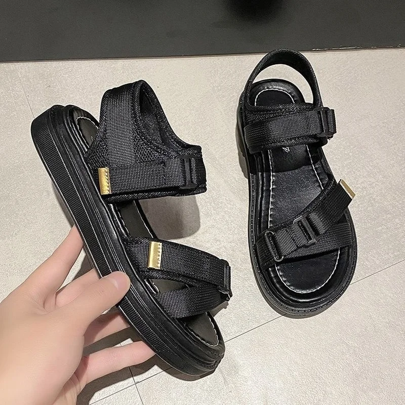 

Сандалии женские на платформе, мягкие босоножки на танкетке, Повседневная Удобная Обувь из денима, с открытым носком, лето