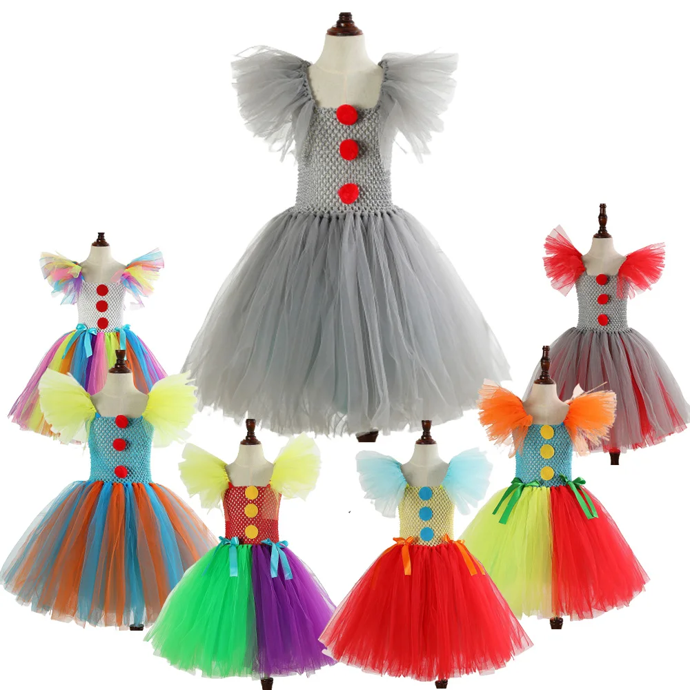 

The Clown Returns Cosplay Clothes For Kids Princess Dress Ball Gown Puffy Skirt Carnival Party Dress up Girl Halloween Costumes