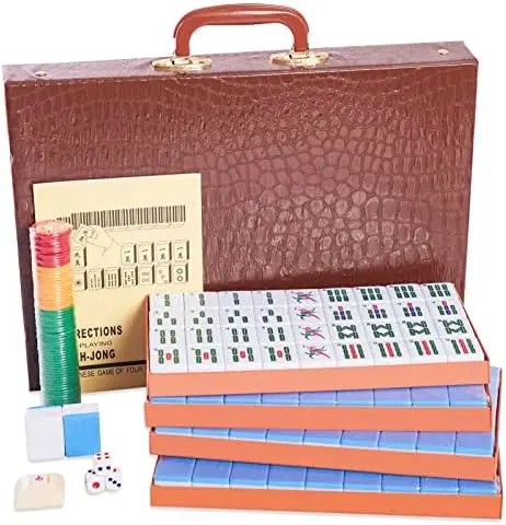 

Chinese Mahjong Set, Professional Mah-Jongg Game Set, Complete Traditional Mah Jongg with 146 Large Numbered Tiles(1.5\u2019\u20