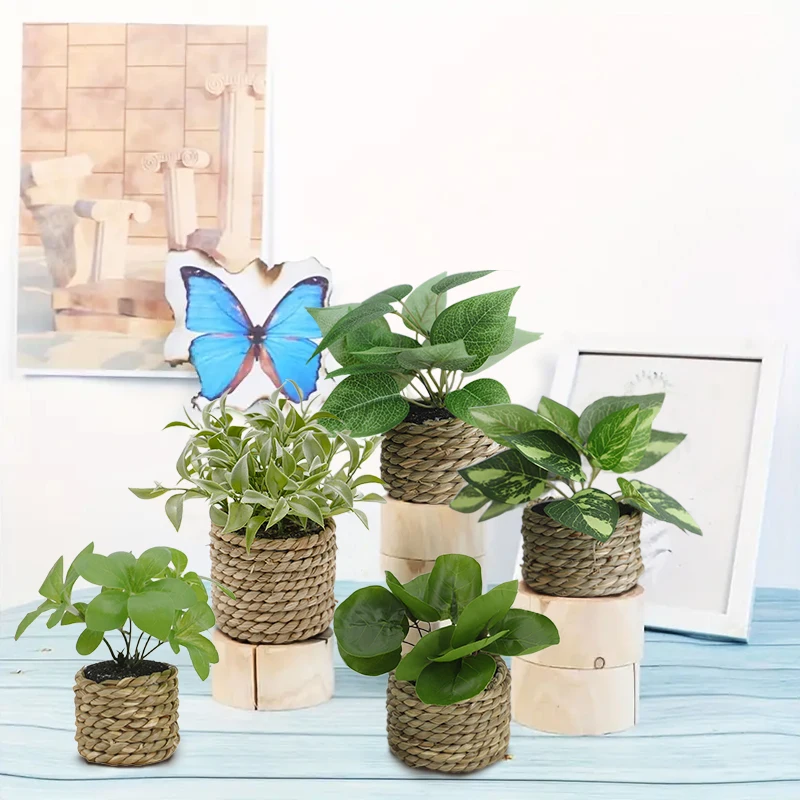 Искусственный бонсай горшок ручной работы зеленый цветочный декоративный