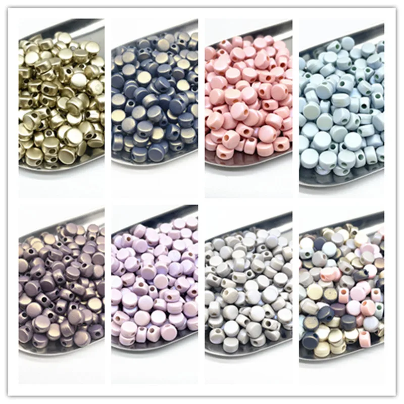 

50pcs 8x5mm AB Colour Round Flat Charms Acrylic Beads Loose Spacer Beads for Jewelry Makeing DIY Handmade Bracelet Accessories