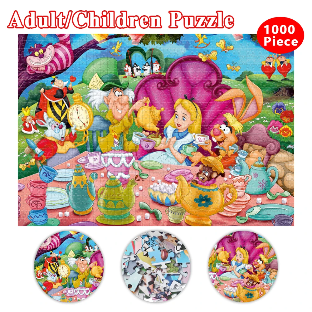 

35/300/500/1000Pcs Jigsaw Puzzles Alice In Wonderland for Adults Disney Anime Thick Cardboard Puzzles Educational Kids Toys