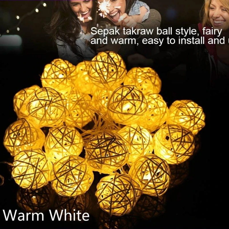 

20 LED String Lights Balls Light Garland Beads LED Strips Kids Bedroom Decor Wedding Garden Halloween Christmas Decoration