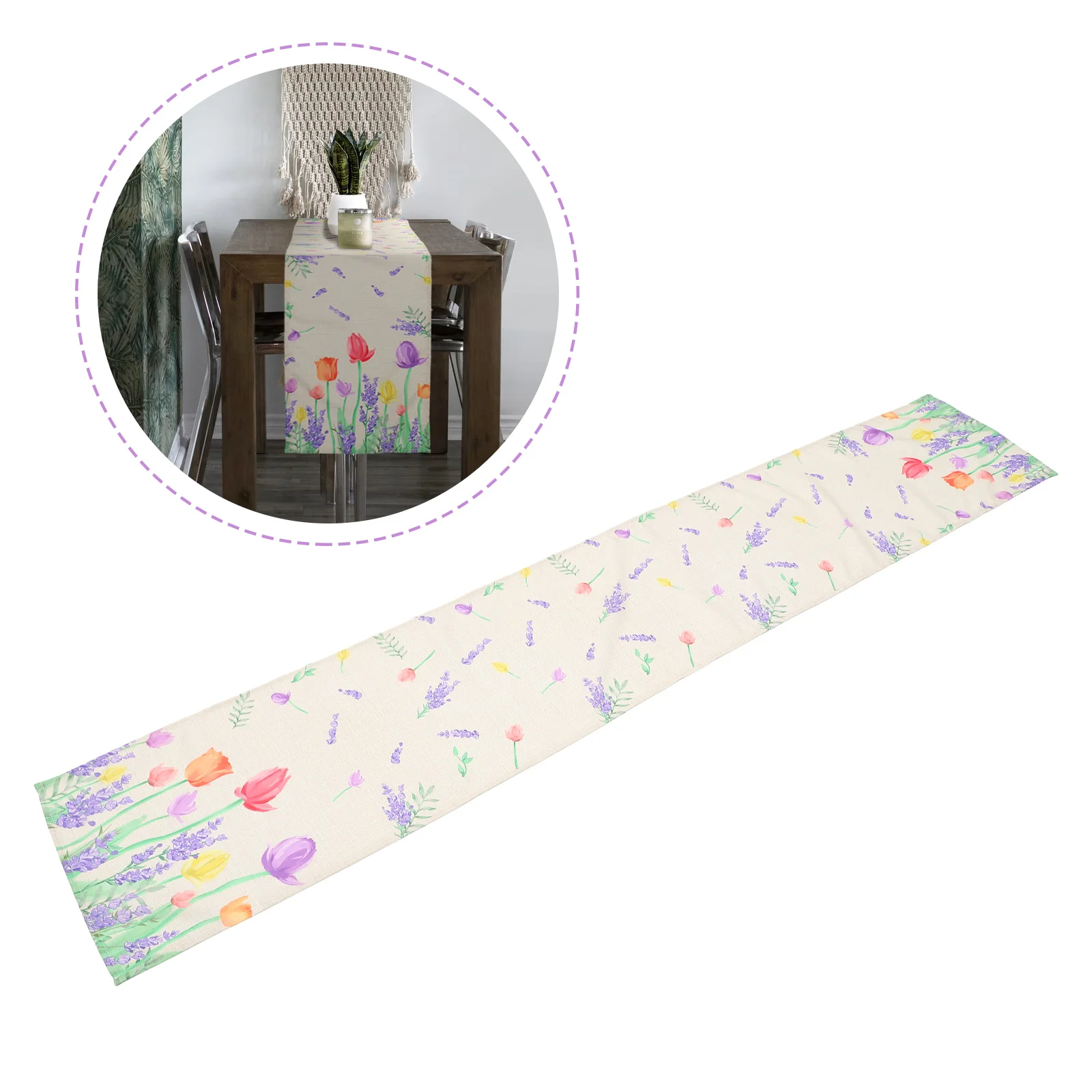 

Цветочная настольная дорожка, весенний домашний декор, гавайская настольная дорожка с цветами, Цветочная скатерть, эпонж, искусственная на...