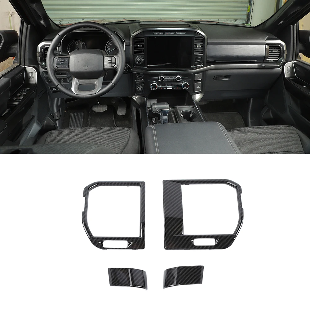 

Car Center Console Sides Air Conditioning Vents Decoration Cover for Ford F150 2021 2022 Interior Accessories ABS Carbon Fiber