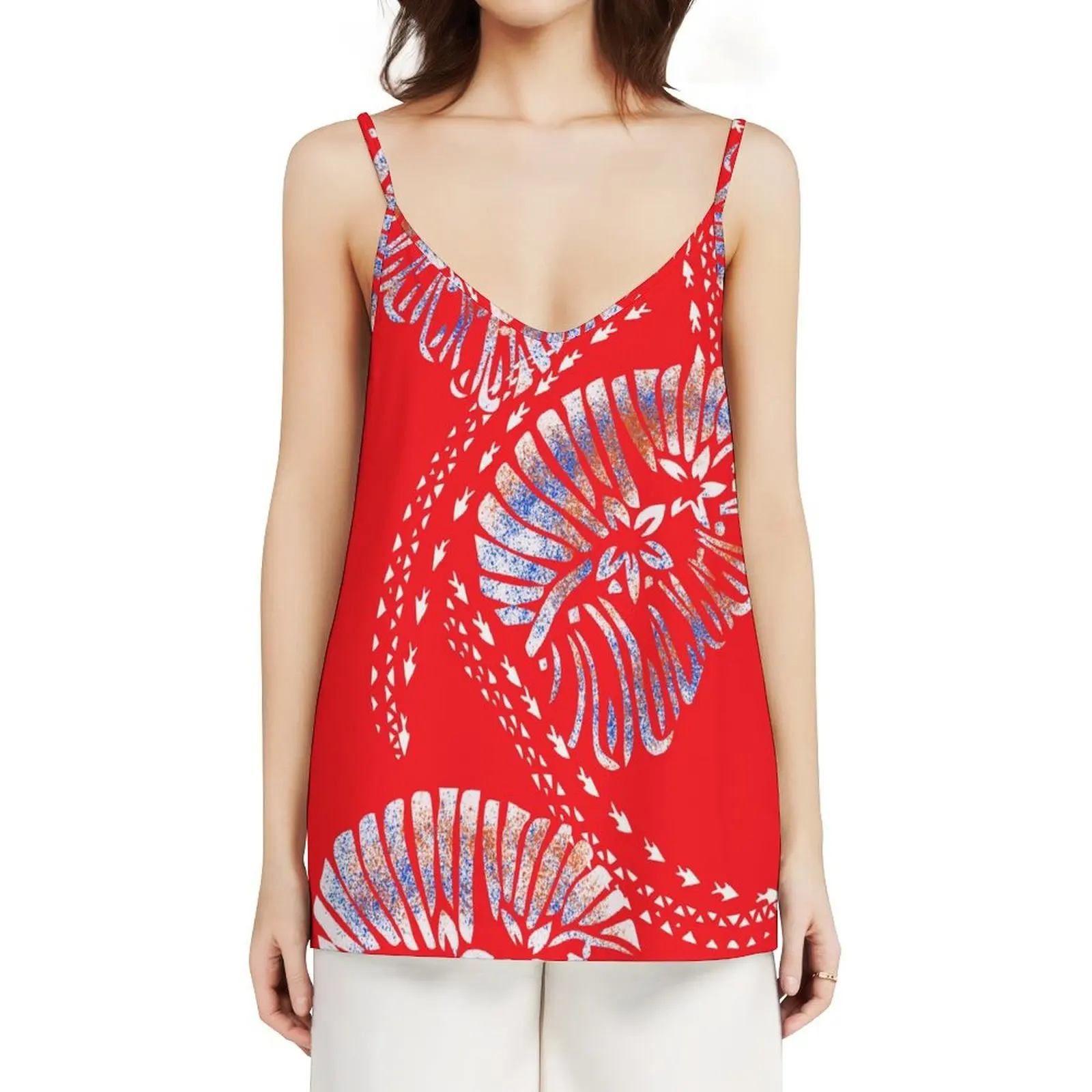 Фото New Polynesian Floral Print Sleeveless Casual tops Custom Hawaii Backless camisole Plus Size Women Clothing №3