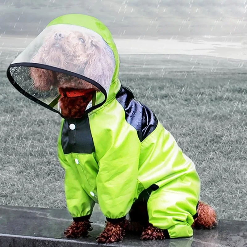 

Pet Dog Waterproof Raincoat Jumpsuit Reflective Rain Coat Hooded Waterproof Jackets Small Dog Outdoor Clothes Pet Supplies
