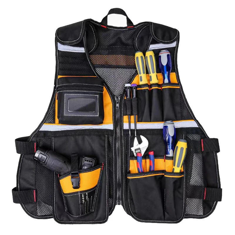 Protective tool kit adjustable tool vest thickened waterproof multi-function electrician repair kit tool apron durable vest