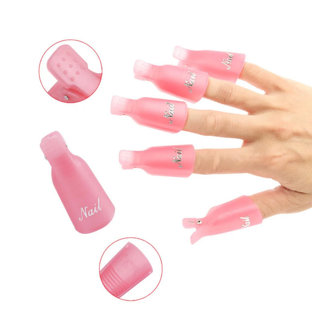 10 Pcs Nail Clip Nails Gel Removal Nail Tips Clips 3 Colors Nail Plastic Wrap Gel Polish Remove Nail Cap Clips Nail Art Tools #3
