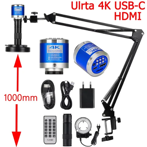 Комплект Цифрового Микроскопа 4K 1080P HDMI VGA USB Промышленная Камера 150x Объектив Складная Подставка Пульт Дистанционного...