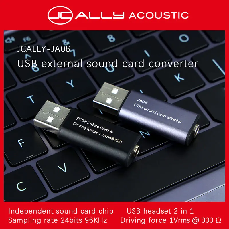 

JCALLY JA06 USB External Sound Card Converter To 3.5mm Earphones with Mic Suitable for Windows Notebook PS4 Headphone Audio