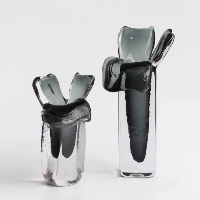 Современная легкая роскошная ветровая толстая ручная выдувная стеклянная ваза