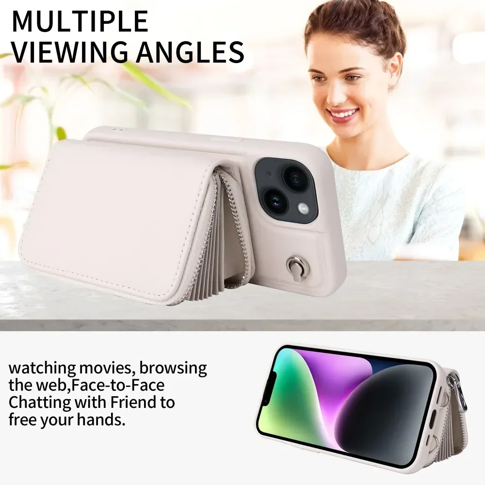 Чехол для телефона на молнии с ремешком через плечо IPhone 16 15 14 13 12 11 Pro XR XS Max 8 7 Plus