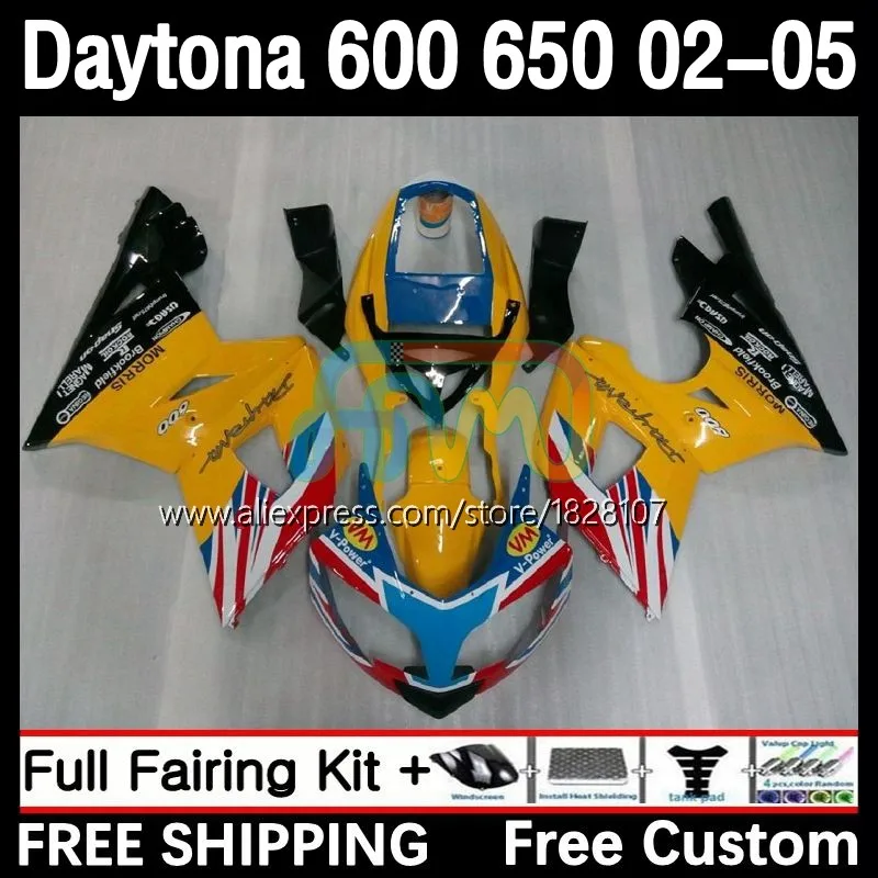 

OEM Fairing For Daytona 600 650 Daytona650 02 03 04 05 7No.9 Hot yellow Daytona600 Daytona 650 2002 2003 2004 2005 Bodys Kit
