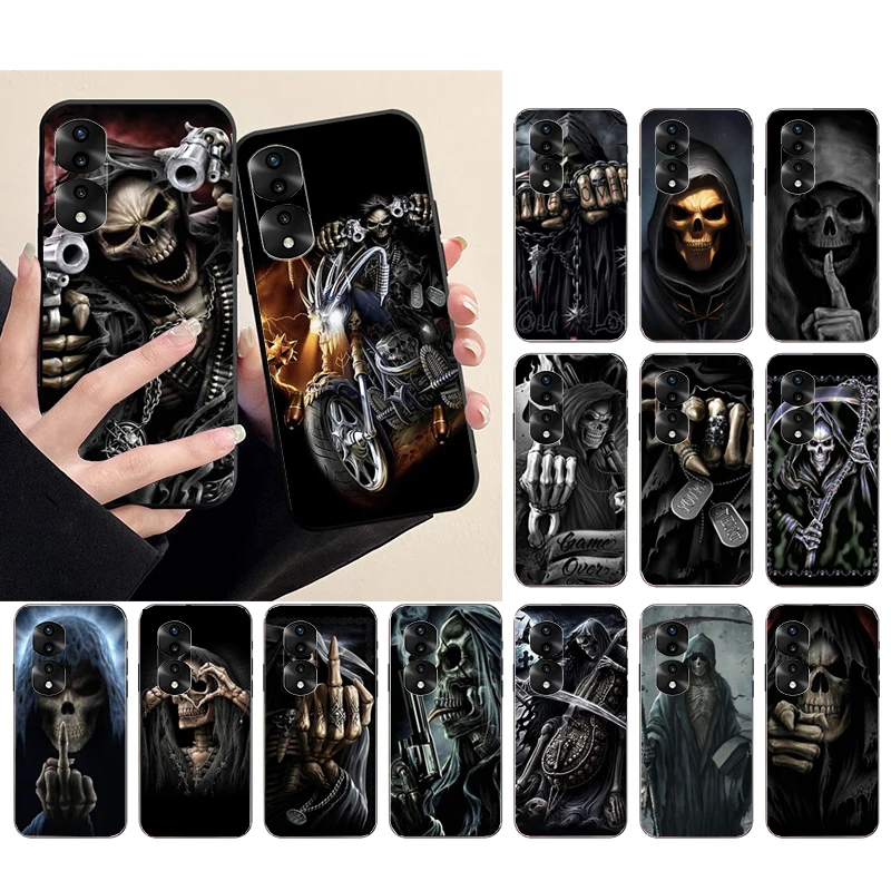 

Grim Reaper Skull Art Phone Case for Huawei Honor X9 X8 X7 X6 70 50 10X 20 9 8 Lite 8A 8S 8X 9X 9A 9S 7C 10i View 10