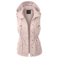 2021 women vest hooded sleeveless coat autumn winter pocket solid color zipper button warm ladies female vests fashion waistcoat