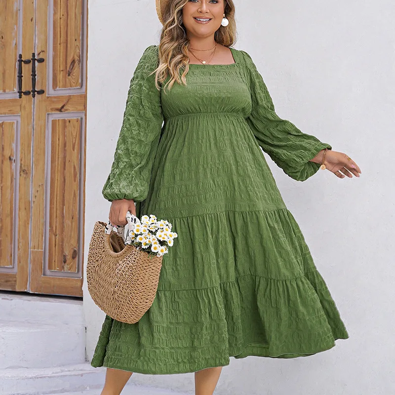 Платье больших размеров свободное и пухкое платье Little Sister новое однотонное с