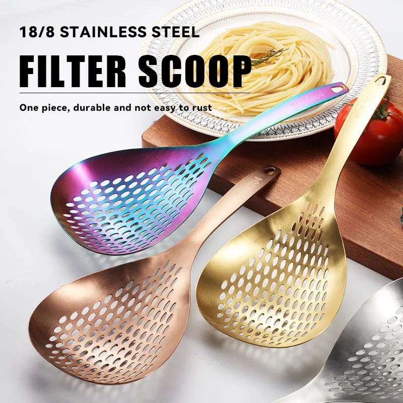 

Kitchen noodle fishing spoon stainless steel large colander household large noodle spoon draining dumpling spoon kitchen tool