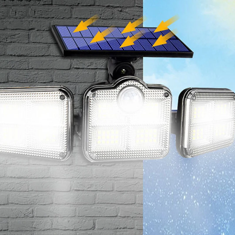 

Solar Lamp 3 head Sensor LED Wall Light Rotatable Landscape Wall Lamp Garden Outdoor Street Light Intelligent Remote Control