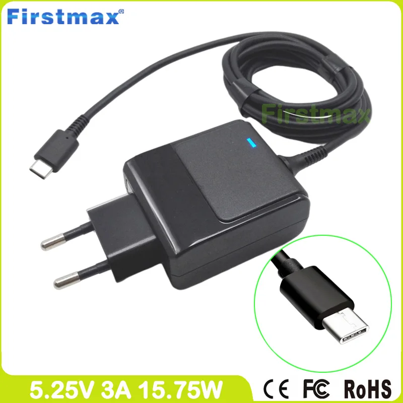 5.25V 3A USB-C TYPE-C Ac Adapter Tablet pc Charger For HP Pavilion 10-n100 10-n100 10-n200 10t-n100 x2 TPN-LA01 EU Plug