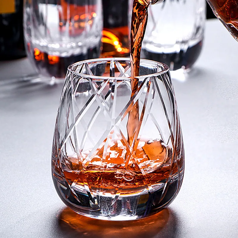 

Прозрачный стакан для воды с гравировкой, хрустальный стакан для виски, пива, сока, молока, европейская Толстая саржевая линия 200 мл, набор из 6 бессвинцовых трубок