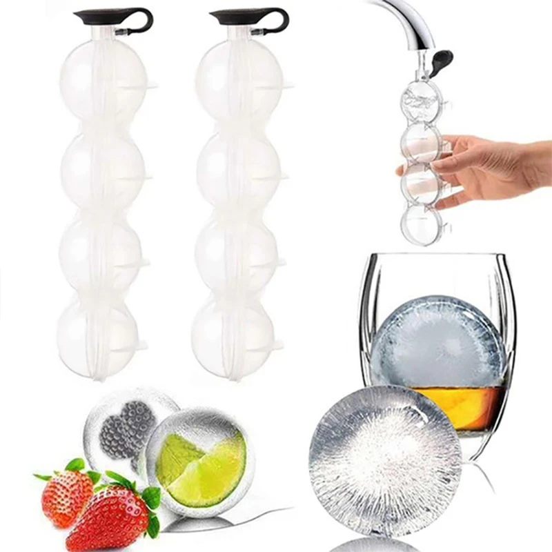 

4 Hole Ice Cube Makers Round Ice Hockey Mold Whisky Cocktail Vodka Ball Ice Mould Bar Kitchen Ice Box Ice Cream Maker 5.5CM