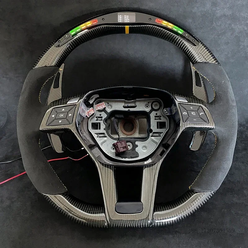 Фото Руль из карбона с LED-подсветкой, подходит для BENZ AMG ACE GLB GLA GLC GL CLS CLA W220 W221 W222 W204 W205 W213 W212 E63 C63S №1