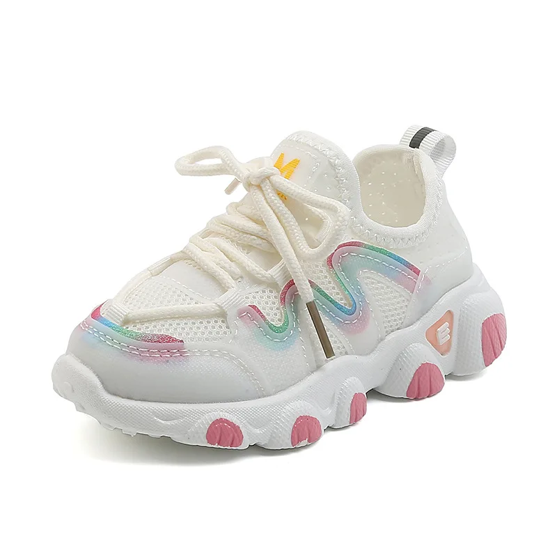 

2023 Breathable Toddler Boy Sneakers Stretch Fabric Fashionable Baby Running Shoes Pink School Girl Sports Shoes Sneakers